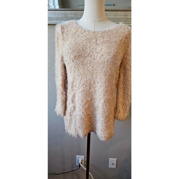 Chico's Size 0 Eyelash Shine Pullover Sweater Women S Pale Pink Grunge Cozy Soft - Picture 1 of 9